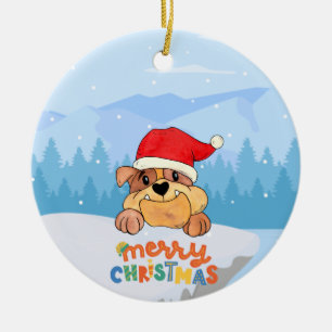 Santa Hat Puppy Snö jul Ceramic Ornament
