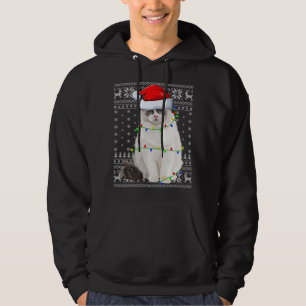 Santa Hat Ragdoll Cat Julafton Lighting Ugly Ragdo Hoodie