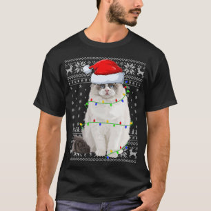 Santa Hat Ragdoll Cat Julafton Lighting Ugly Ragdo T Shirt