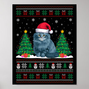 Santa Hat Ragdoll Cat Julgran Ljus Ugly S Poster