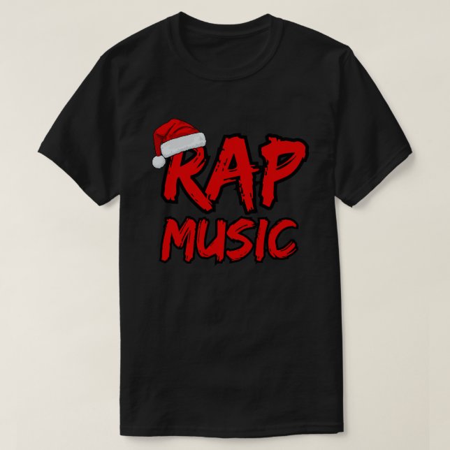 Santa Hat Rap Music Christmas  T Shirt (Design framsida)