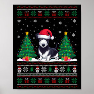 Santa Hat Råtta Terrier Hund Julgran Ljus Ug Poster