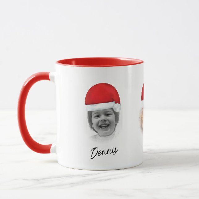 Santa Hat Red Christmas Grandkid Face Mugg (Vänster)