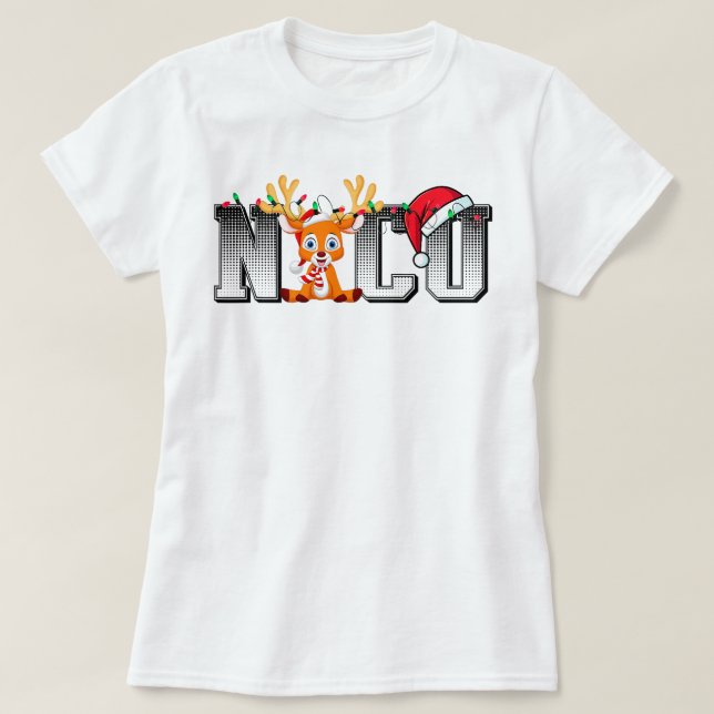 Santa Hat Reindeer jul Light Julafton NICU Nurse T Shirt (Design framsida)