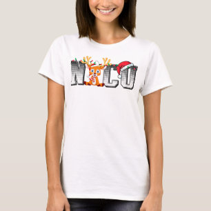 Santa Hat Reindeer jul Light Julafton NICU Nurse T Shirt