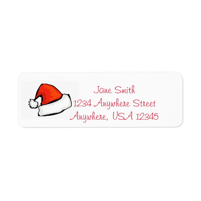 Santa Hat Returadress Etikett (Framsidan)