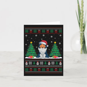 Santa Hat Rough Collie Hund Julafton Träd Ljus ugl Kort