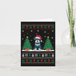 Santa Hat Schnauzer Hund Julgran Ljus Ugly Kort