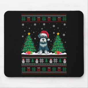 Santa Hat Schnauzer Hund Julgran Ljus Ugly Musmatta