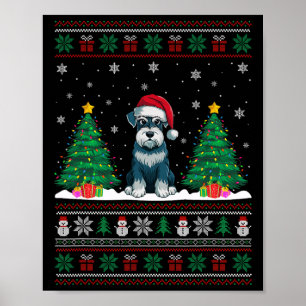 Santa Hat Schnauzer Hund Julgran Ljus Ugly Poster