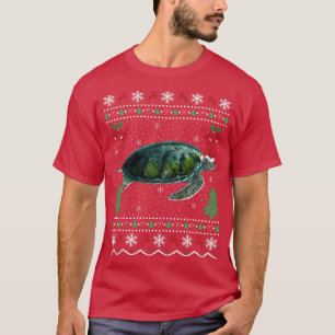 Santa Hat Sea Turtles Älskare Julafton Gift Ugly T Shirt