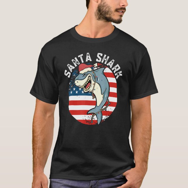 Santa Hat Shark T Shirt (Framsida)