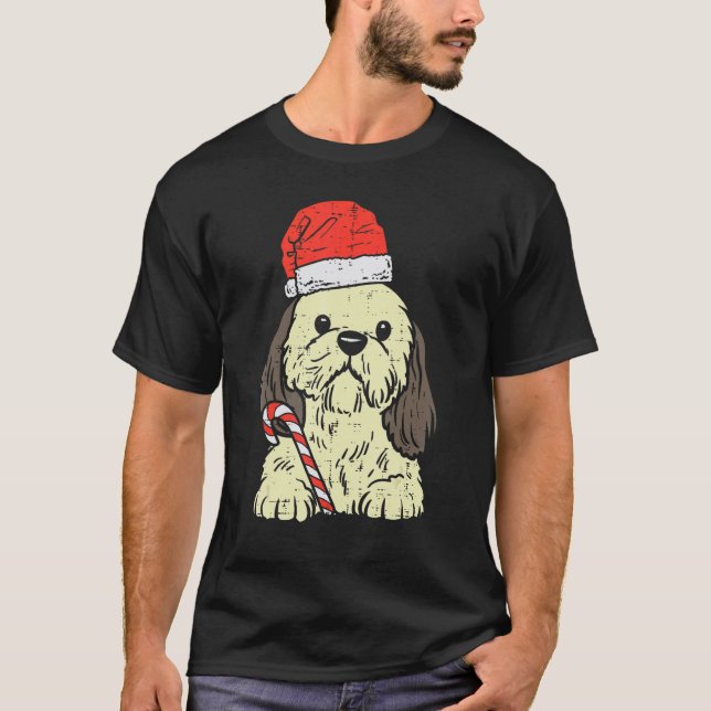Santa Hat Shih Tzu Dog Christmas Xmas Men Women T Shirt (Framsida)