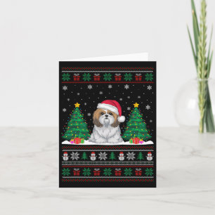 Santa Hat Shih Tzu Hund Julgran Ljus Ugly Kort