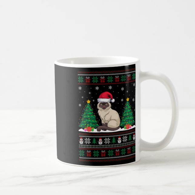 Santa Hat Siamese Cat Julgran Ljus ugly S Kaffemugg (Höger)