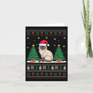 Santa Hat Siamese Cat Julgran Ljus ugly S Kort