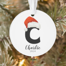 Santa Hat Simple Anpassade Brev C jul