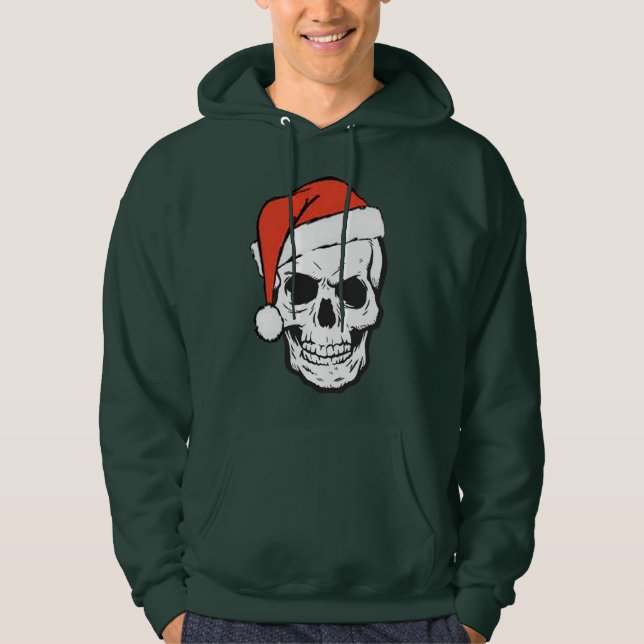 Santa Hat Skull Pun Joke Funny jul Hoodie (Framsida)