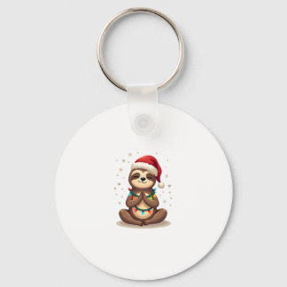 Santa Hat Sloth Lights Christmas Cute Pajama Sloth Nyckelring