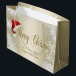 Santa Hat Snowflake Guld jul<br><div class="desc">julklappar i guld med röd julhatt och God jul på en söt snöflinga och guld. De här guld-snowflingpåsarna i elegant är lätta att anpassa med din text.</div>