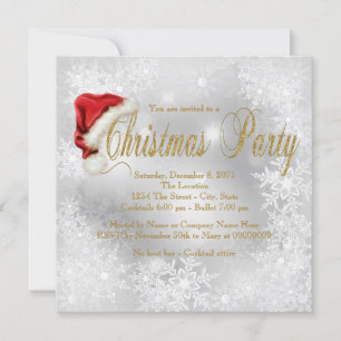 Santa Hat Snowflake julafton Party Inbjudningar