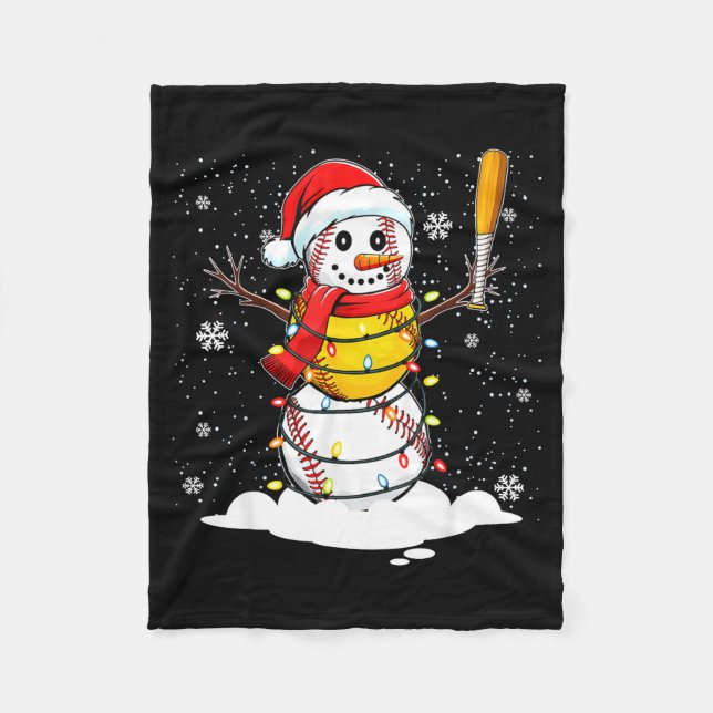Santa Hat Snowman Xmas Funny Baseball Softball Chr Fleecefilt (Framsidan)