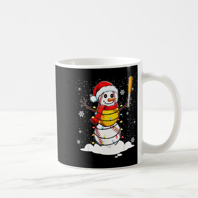 Santa Hat Snowman Xmas Funny Baseball Softball Chr Kaffemugg (Höger)