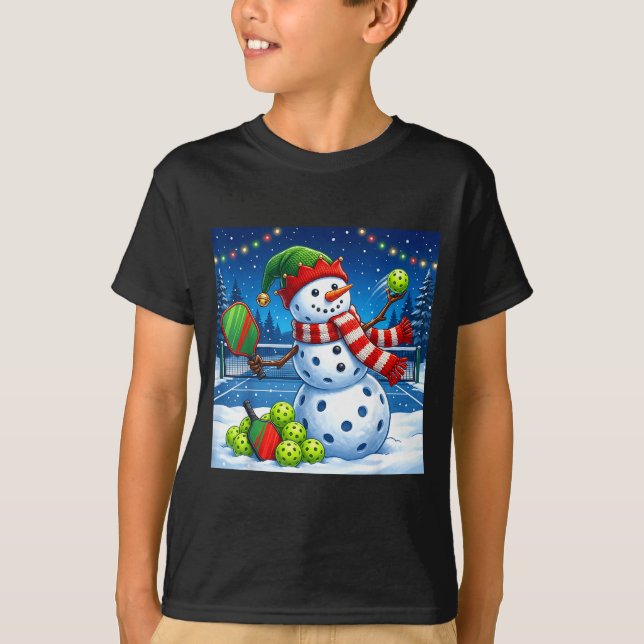 Santa Hat Snowman Xmas Funny Ckleball Christmas  T Shirt (Framsida)