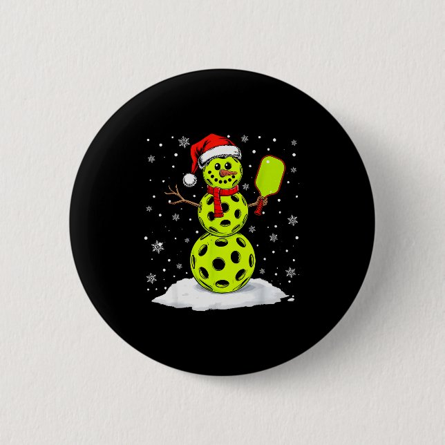 Santa Hat Snowman Xmas Funny Ckleball Lover Christ Knapp (Framsida)