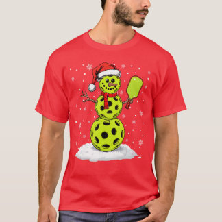 Santa Hat Snowman Xmas Funny Pickleball Lover Chri T Shirt