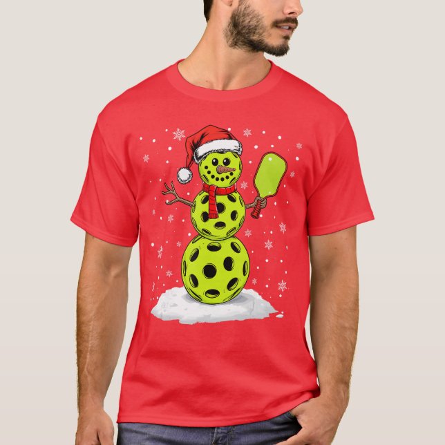 Santa Hat Snowman Xmas Funny Pickleball Lover Chri T Shirt (Framsida)