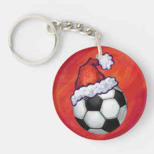 Santa Hat Soccer Ball on Red