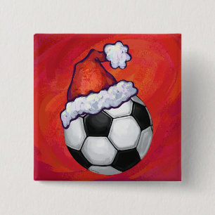 Santa Hat Soccer Ball on Red Knapp