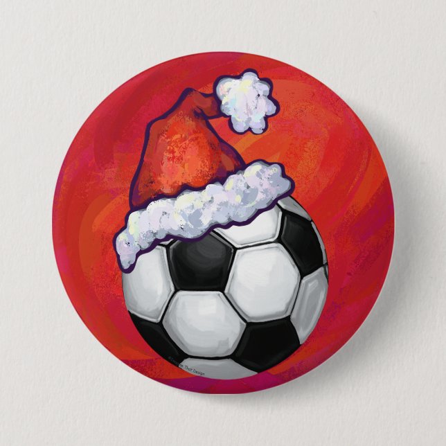 Santa Hat Soccer Ball on Red Knapp (Framsida)