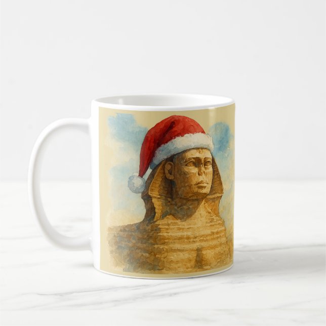 Santa Hat Sphinx Mug Egyptian Holiday Kaffemugg (Vänster)