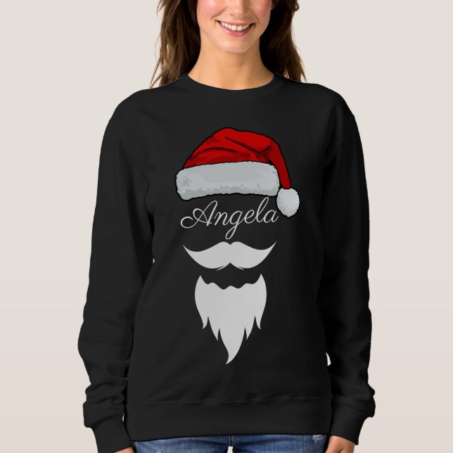  Santa Hat Split Monogram Shirt, Personalized Name T Shirt (Framsida)