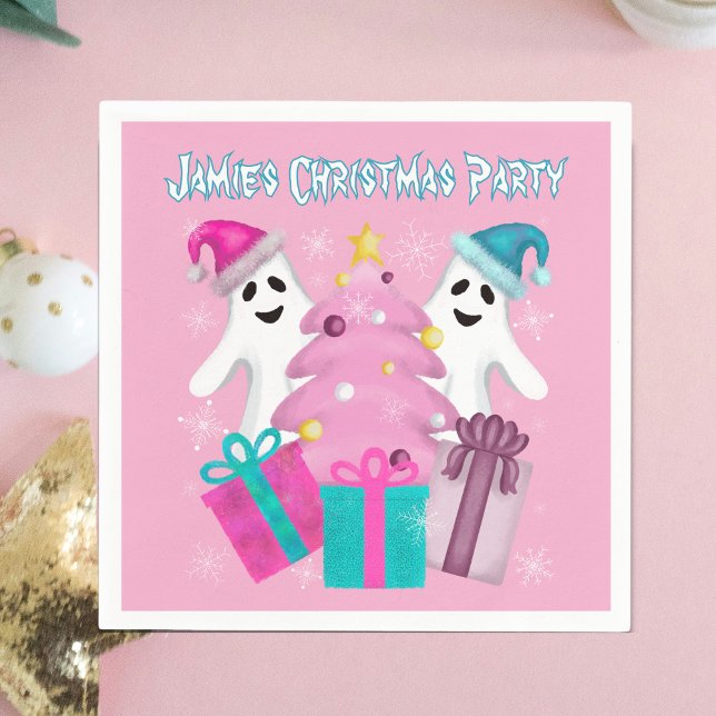 Santa Hat Spöken med Julgran & Presenter Pappersservett (Skapare uppladdad)