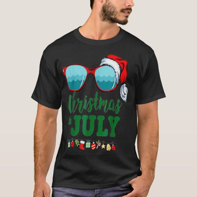 Santa Hat Sunglass Sommar Sommar jul i hallen  T Shirt (Framsida)