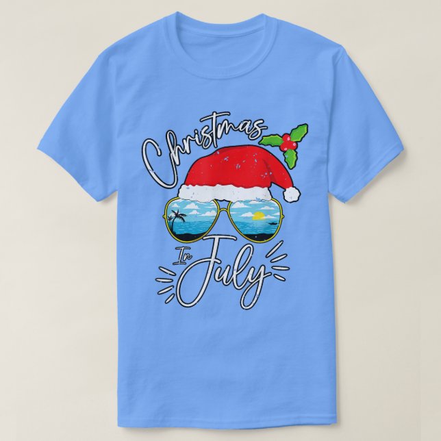 Santa Hat Sunglass Sommarvshjul i jultomten T Shirt (Design framsida)