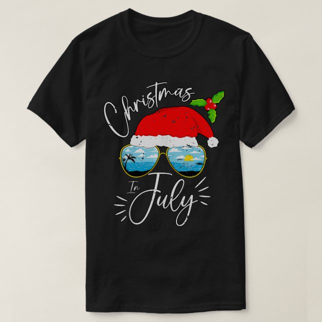 Santa Hat Sunglass Sommarvshjul i jultomten T Shirt (Design framsida)