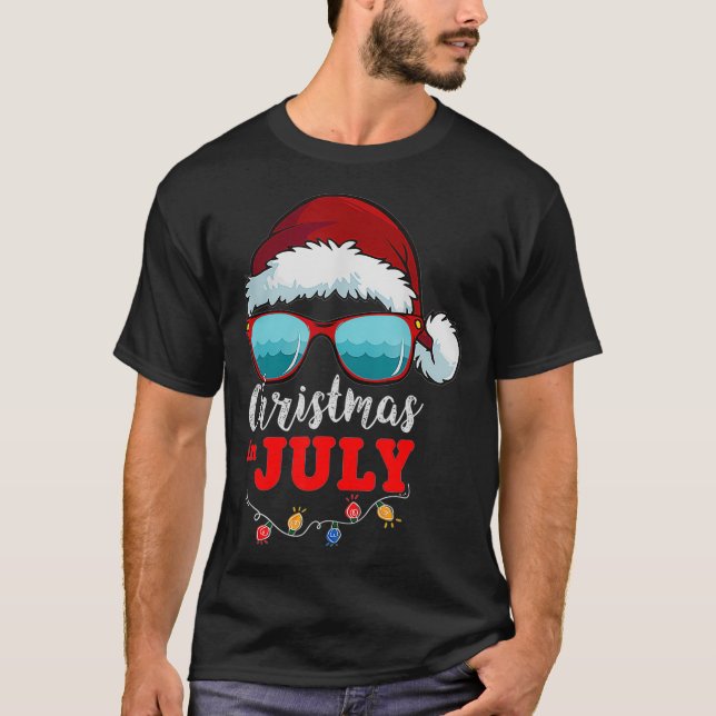 Santa Hat Sunglasses Sommar jul i juli (2) T Shirt (Framsida)