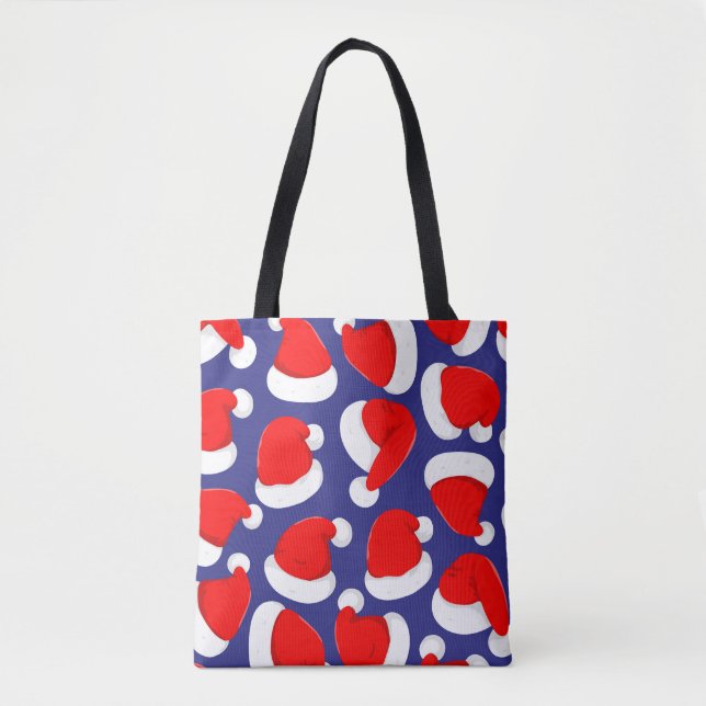 Santa Hat Tecknad Sömlös bakgrund Tygkasse (Framsida)