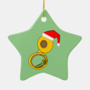 Santa Hat Tuba Julgransprydnad Keramik