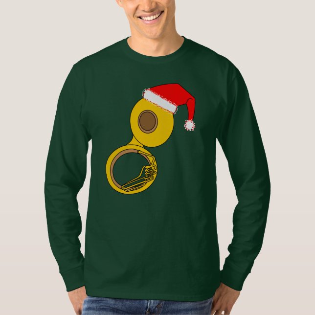 Santa Hat Tuba T Shirt (Framsida)
