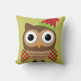 Santa Hat Uggla med Polka Dot Vingar Pillow Kudde
