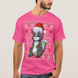 Santa Hat Ugly jul Light Skunk T Shirt