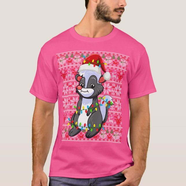 Santa Hat Ugly jul Light Skunk T Shirt (Framsida)