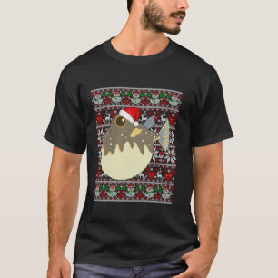 Santa Hat Ugly jul Sweater Puffer Fish Älskare T Shirt