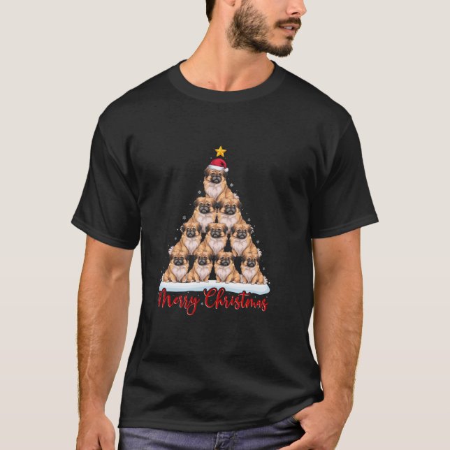 Santa Hat Ugly Julafton Funny Pekingese Hund jul T Shirt (Framsida)