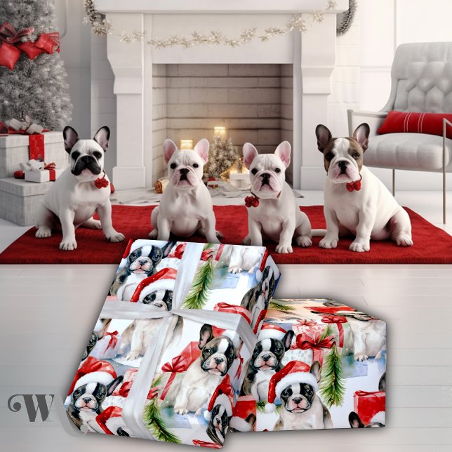 Santa Hat Valps Frenchie Gift Presentpapper (Skapare uppladdad)